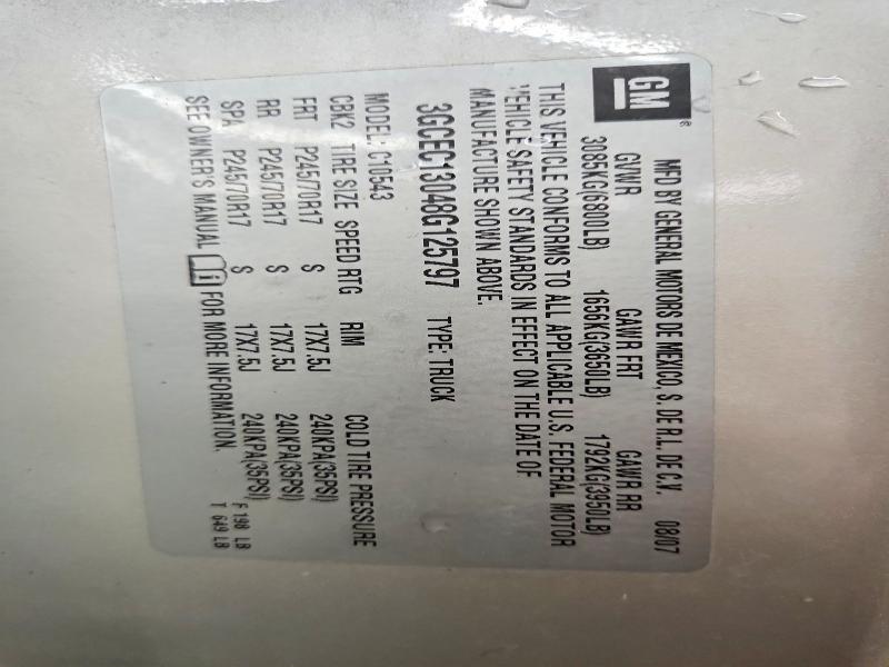 Продаж на аукціоні авто 2008 Chevrolet Silverado, vin: 3GCEC13048G125797, номер лоту: 56253886