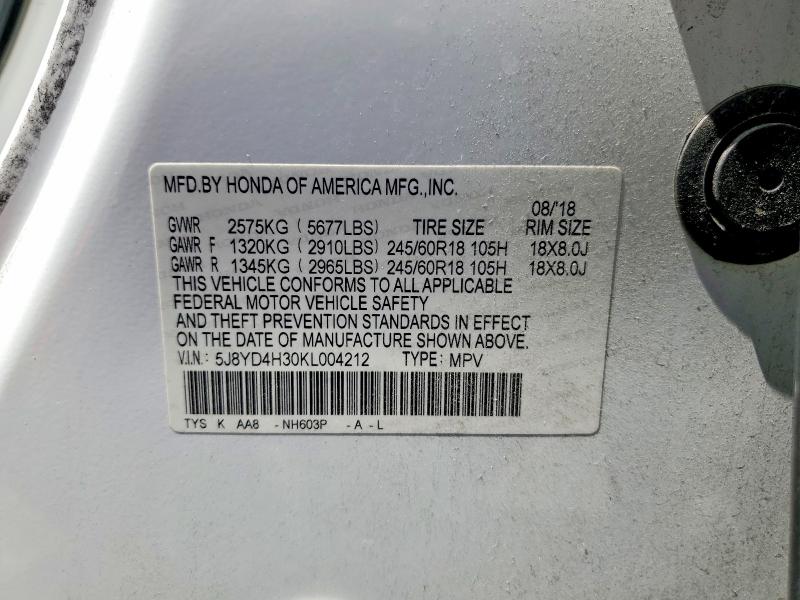 Продажа на аукционе авто 2019 Acura Mdx, vin: 5J8YD4H30KL004212, номер лота: 55810766