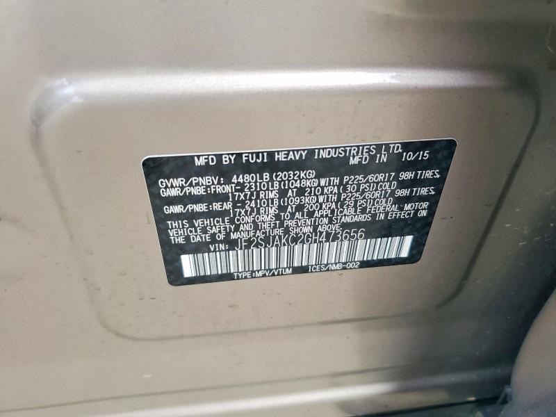 56896216 :رقم المزاد ، JF2SJAKC2GH473656 vin ، 2016 Subaru Forester مزاد بيع