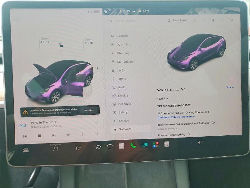 56039476 :رقم المزاد ، 7SAYGDEE1NA003282 vin ، 2022 Tesla Model Y مزاد بيع