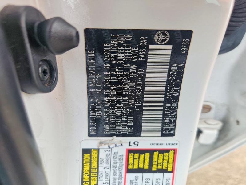 2018 Toyota Camry მანქანა იყიდება აუქციონზე, vin: 4T1B11HK5JU074019, აუქციონის ნომერი: 56503236