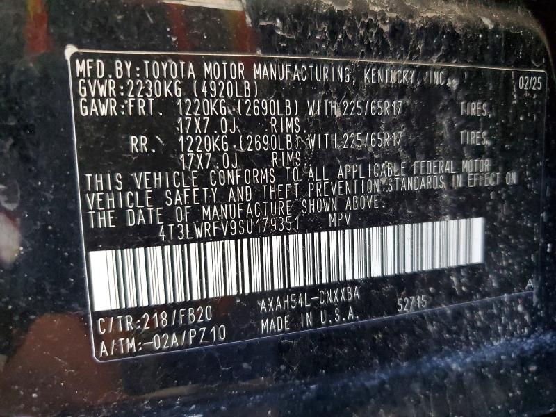 2025 Toyota Rav4 მანქანა იყიდება აუქციონზე, vin: 4T3LWRFV9SU179351, აუქციონის ნომერი: 55652466