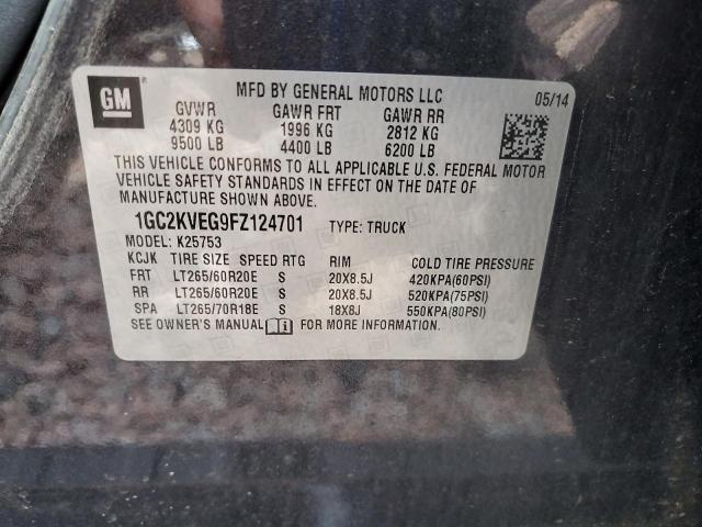 99014995 :رقم المزاد ، 1GC2KVEG9FZ124701 vin ، 2015 Chevrolet Silverado مزاد بيع