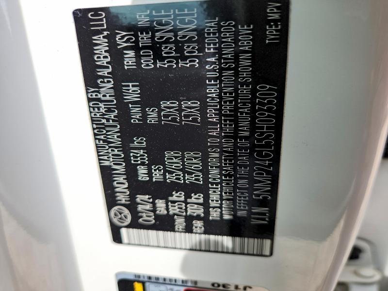 58078946 :رقم المزاد ، 5NMP24GL5SH093309 vin ، 2025 Hyundai Santa Fe مزاد بيع
