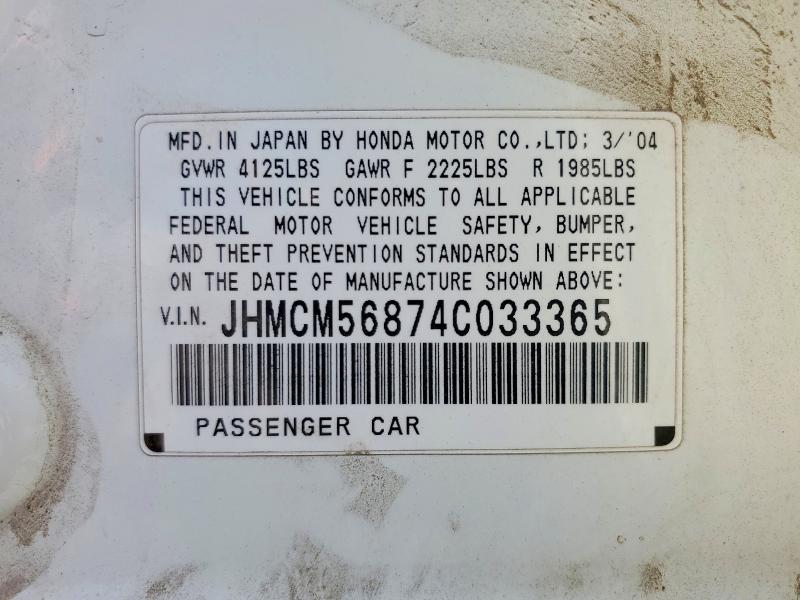 Aukcja sprzedaży 2004 Honda Accord, vin: JHMCM56874C033365, numer aukcji: 57707226