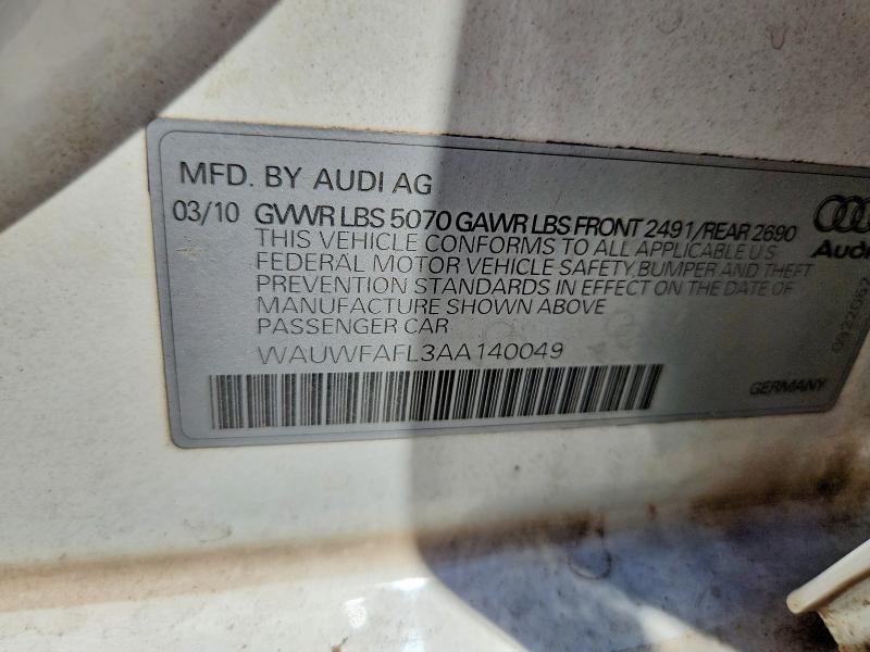 Продажа на аукционе авто 2010 Audi A4, vin: WAUWFAFL3AA140049, номер лота: 57036216