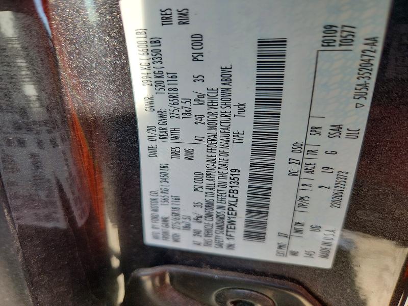 Aukcja sprzedaży 2020 Ford F150, vin: 1FTEW1EPXLFB13519, numer aukcji: 57376366