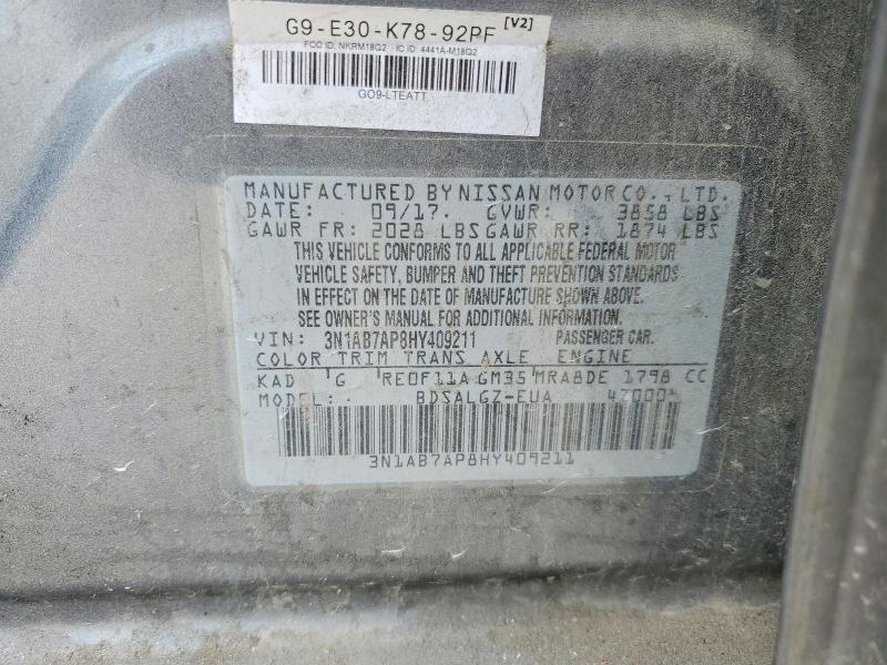 58647116 :رقم المزاد ، 3N1AB7AP8HY409211 vin ، 2017 Nissan Sentra مزاد بيع