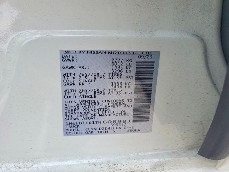Продаж на аукціоні авто 2026 Nissan Frontier, vin: 1N6ED1EK1TN608981, номер лоту: 58726706
