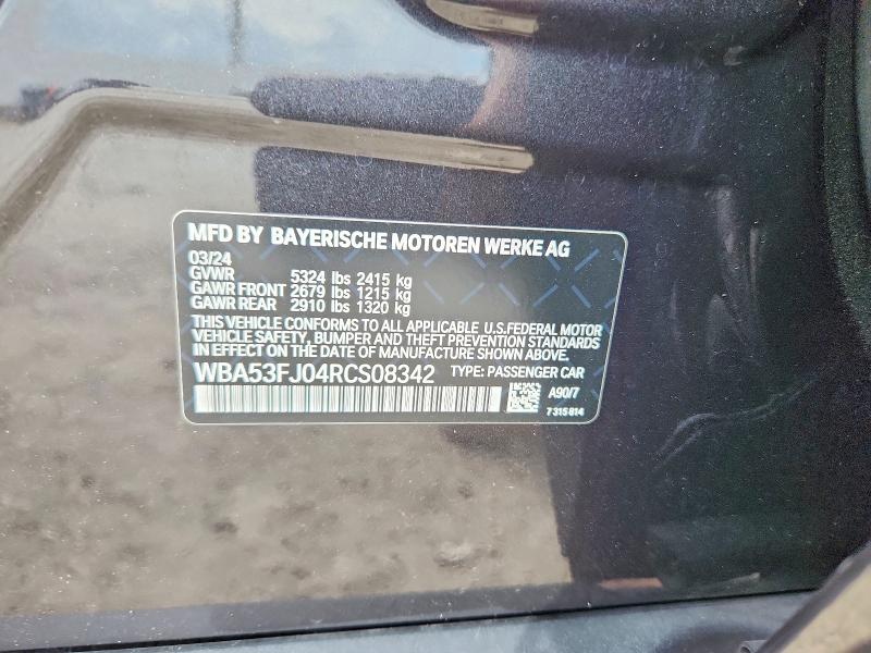 Продаж на аукціоні авто 2024 Bmw 530, vin: WBA53FJ04RCS08342, номер лоту: 55506636