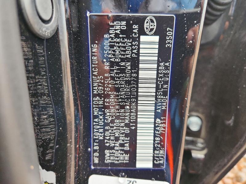 2026 Toyota Camry მანქანა იყიდება აუქციონზე, vin: 4T1DBADK9TU037781, აუქციონის ნომერი: 59006566
