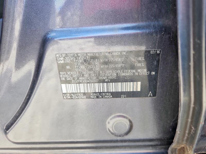 56400046 :رقم المزاد ، 2T3ZFREVXGW260927 vin ، 2016 Toyota Rav 4 مزاد بيع