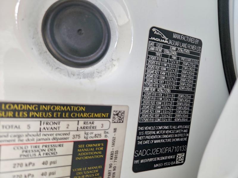 Aukcja sprzedaży 2023 Jaguar F-pace, vin: SADCJ2EX0PA710133, numer aukcji: 55725716