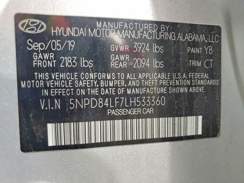 Продажа на аукционе авто 2020 Hyundai Elantra, vin: 5NPD84LF7LH533360, номер лота: 55788506