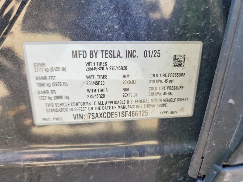 55780226 :رقم المزاد ، 7SAXCDE51SF466125 vin ، 2025 Tesla Model X مزاد بيع