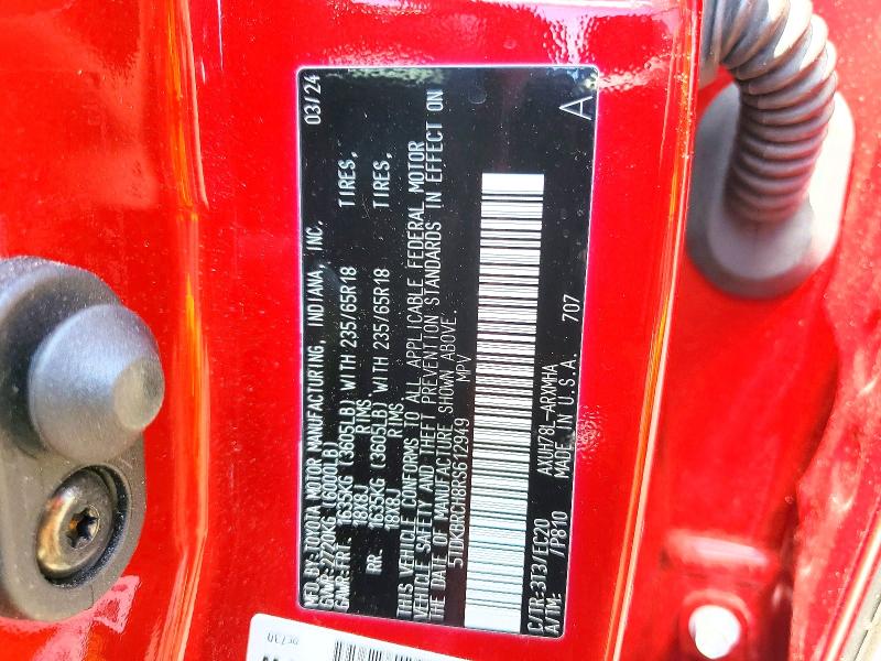 57768036 :رقم المزاد ، 5TDKBRCH8RS612949 vin ، 2024 Toyota Highlander Hybrid مزاد بيع
