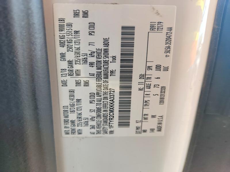 Aukcja sprzedaży 2019 Ford Transit, vin: 1FTYR2CMXKKA33727, numer aukcji: 56515166