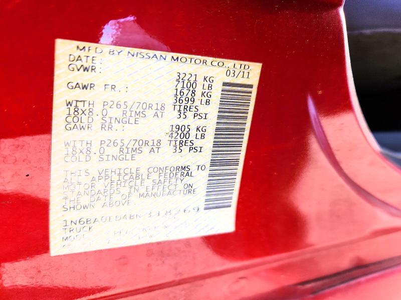 Продажа на аукционе авто 2011 Nissan Titan, vin: 1N6BA0ED4BN318269, номер лота: 57664606