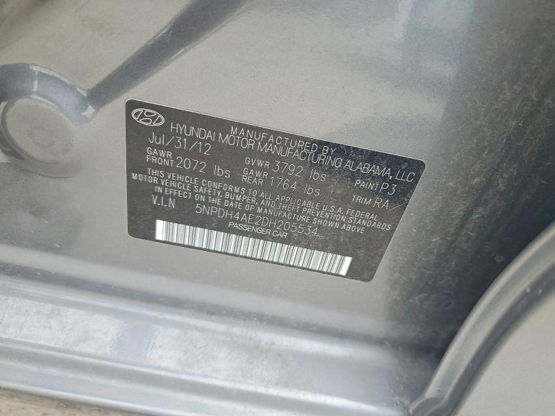 2013 Hyundai Elantra მანქანა იყიდება აუქციონზე, vin: 5NPDH4AE2DH205534, აუქციონის ნომერი: 56680326