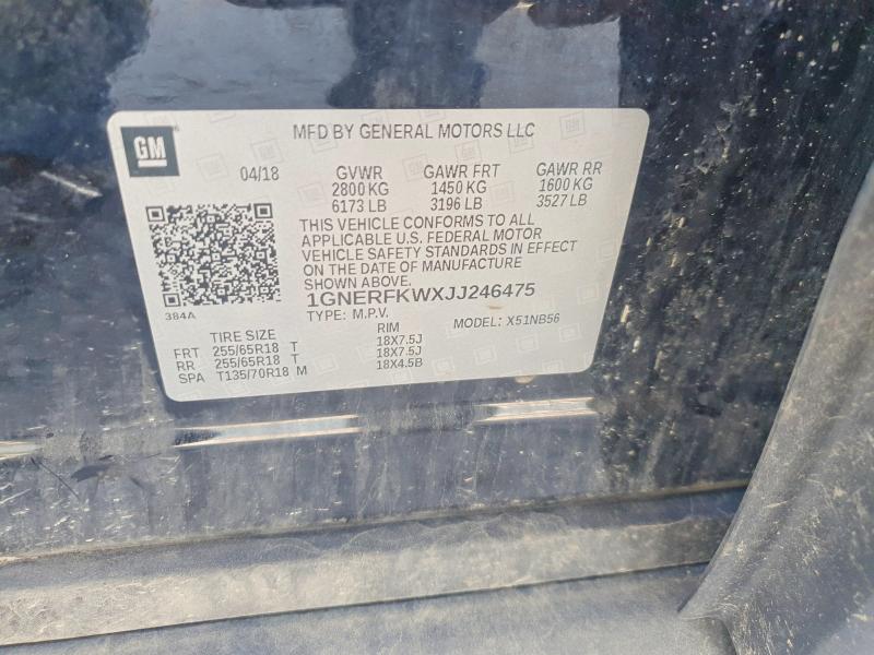 2018 Chevrolet Traverse მანქანა იყიდება აუქციონზე, vin: 1GNERFKWXJJ246475, აუქციონის ნომერი: 56132066