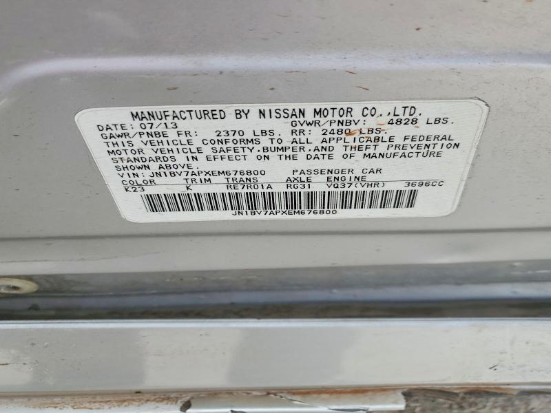 56723356 :رقم المزاد ، JN1BV7APXEM676800 vin ، 2014 Infiniti Q50 مزاد بيع