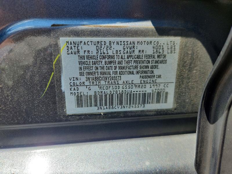 Aukcja sprzedaży 2022 Nissan Sentra, vin: 3N1AB8CV3NY245573, numer aukcji: 58692636