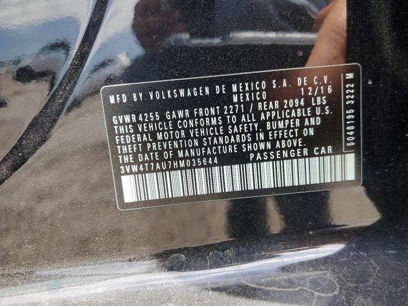 57929466 :رقم المزاد ، 3VW4T7AU7HM035644 vin ، 2017 Volkswagen Gti مزاد بيع