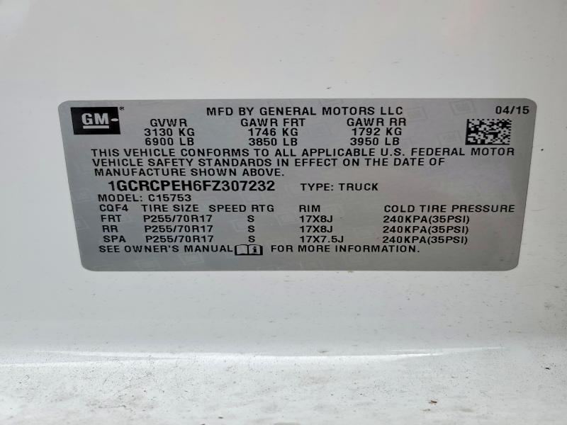2015 Chevrolet Silverado მანქანა იყიდება აუქციონზე, vin: 1GCRCPEH6FZ307232, აუქციონის ნომერი: 59082646