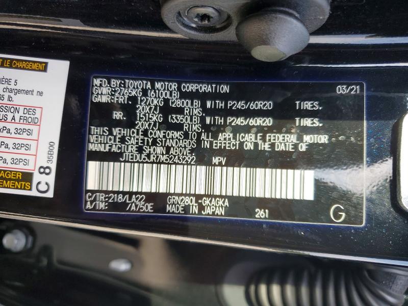 Продаж на аукціоні авто 2021 Toyota 4runner, vin: JTEDU5JR7M5243292, номер лоту: 58586936