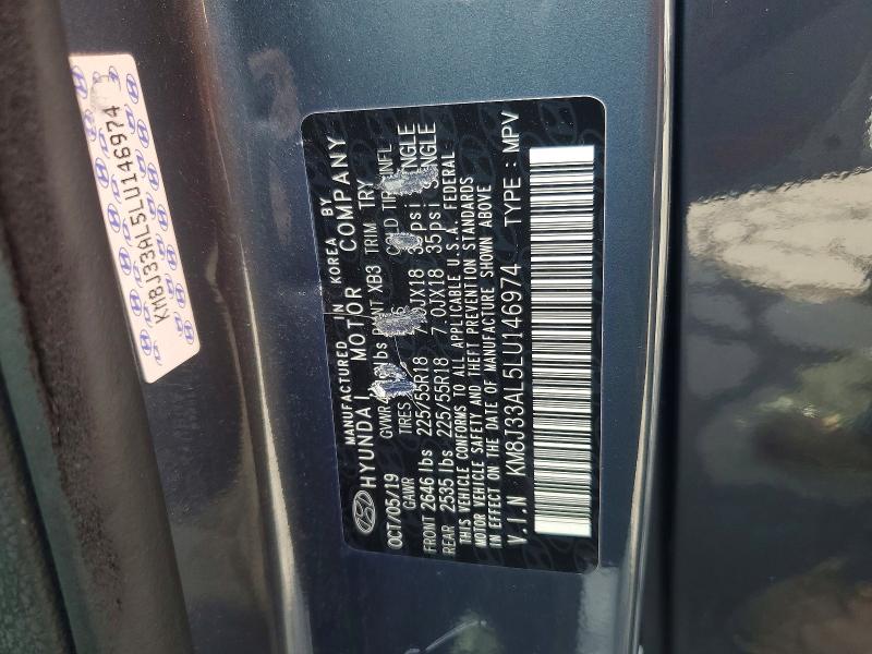 Aukcja sprzedaży 2020 Hyundai Tucson, vin: KM8J33AL5LU146974, numer aukcji: 57954866