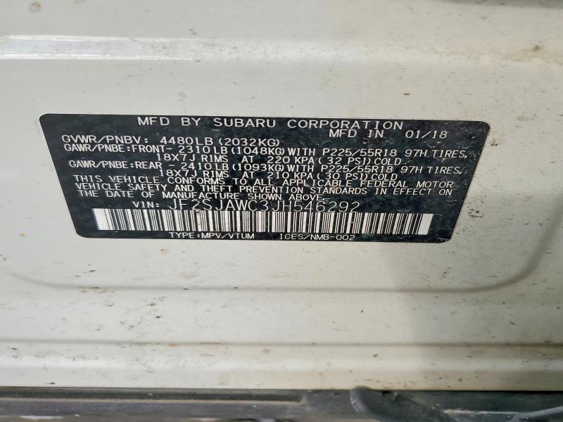 58613606 :رقم المزاد ، JF2SJAWC3JH546292 vin ، 2018 Subaru Forester مزاد بيع