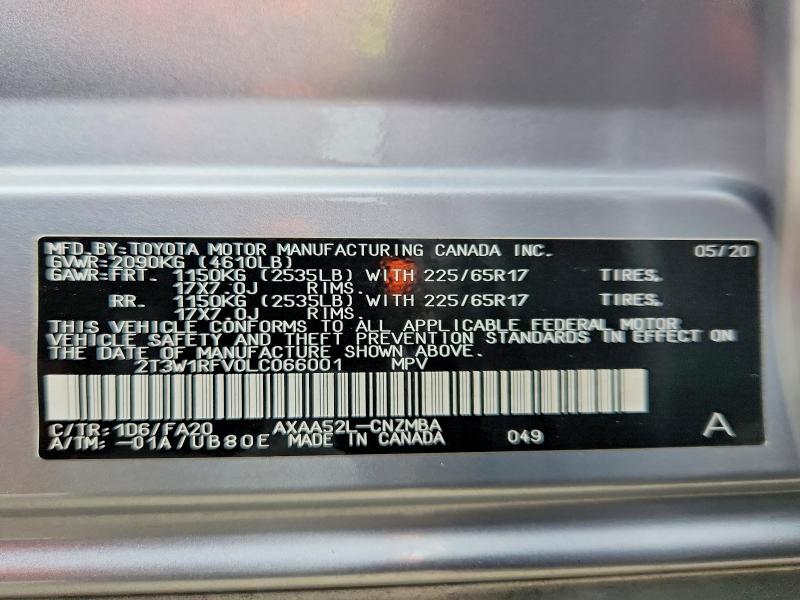 Продажа на аукционе авто 2020 Toyota Rav4, vin: 2T3W1RFV0LC066001, номер лота: 58326456