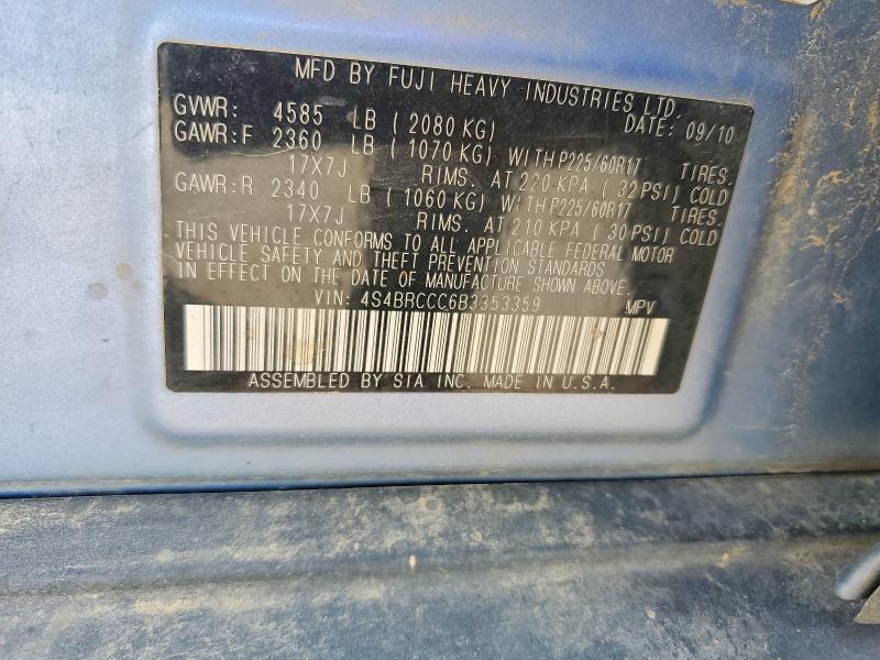 58509146 :رقم المزاد ، 4S4BRCCC6B3353359 vin ، 2011 Subaru Outback مزاد بيع