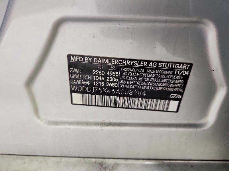 55578816 :رقم المزاد ، WDDDJ75X46A008284 vin ، 2006 Mercedes-benz Cls مزاد بيع