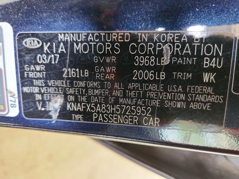 2017 Kia Forte მანქანა იყიდება აუქციონზე, vin: KNAFX5A83H5725952, აუქციონის ნომერი: 58822286