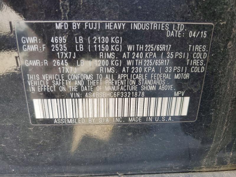 Продаж на аукціоні авто 2015 Subaru Outback, vin: 4S4BSBHC6F3321878, номер лоту: 57579186
