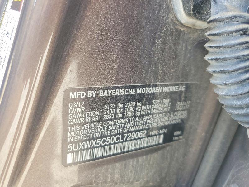 Продаж на аукціоні авто 2012 Bmw X3, vin: 5UXWX5C50CL729062, номер лоту: 55782916