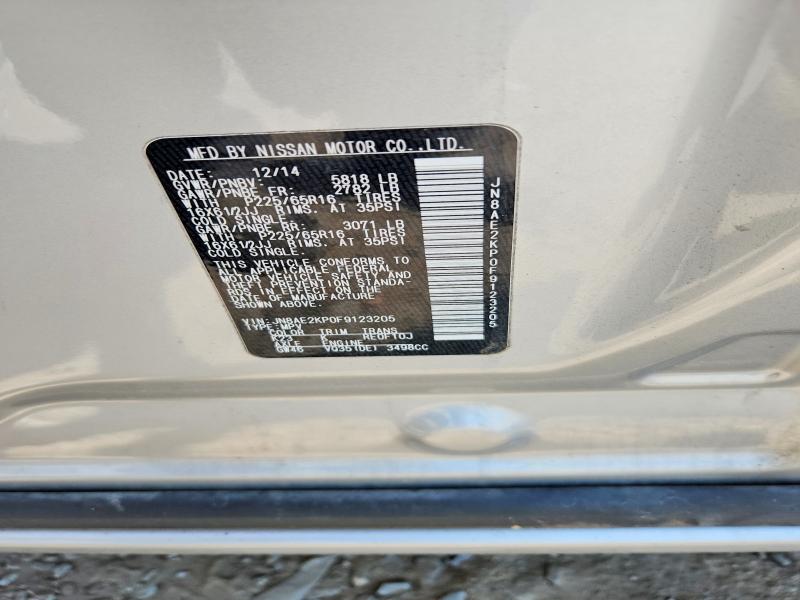 Продаж на аукціоні авто 2015 Nissan Quest, vin: JN8AE2KP0F9123205, номер лоту: 57031006