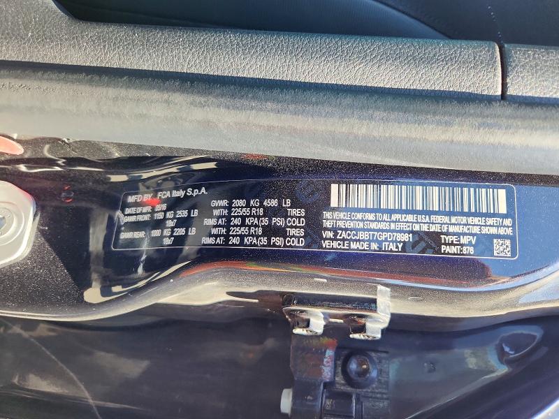 2016 Jeep Renegade მანქანა იყიდება აუქციონზე, vin: ZACCJBBT7GPD78981, აუქციონის ნომერი: 58837006
