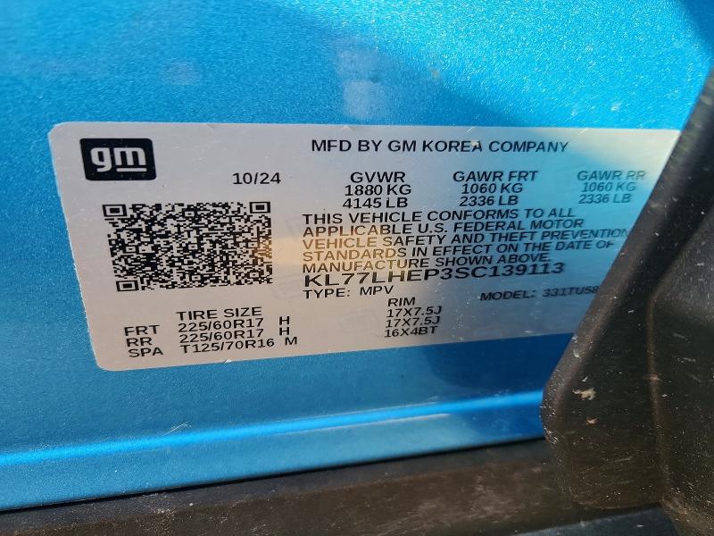 Aukcja sprzedaży 2025 Chevrolet Trax, vin: KL77LHEP3SC139113, numer aukcji: 85462365