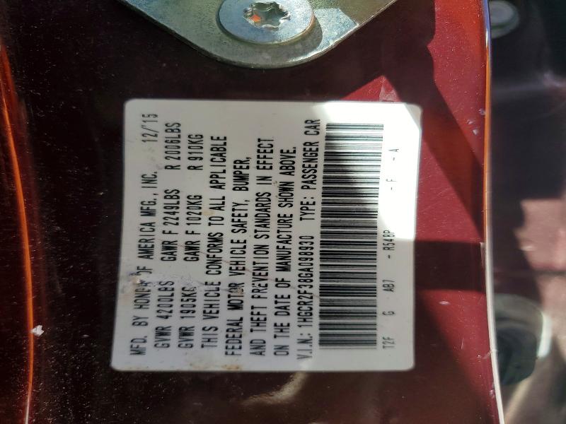 Продаж на аукціоні авто 2016 Honda Accord, vin: 1HGCR2F38GA098930, номер лоту: 55873816