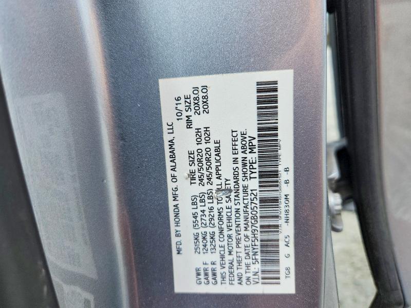 Продажа на аукционе авто 2016 Honda Pilot, vin: 5FNYF5H97GB057521, номер лота: 55714816