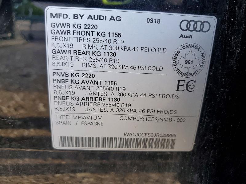 Продажа на аукционе авто 2018 Audi Q3, vin: WA1JCCFS2JR028895, номер лота: 56222696