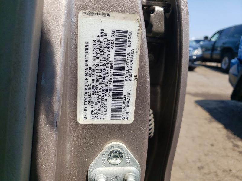 Продаж на аукціоні авто 2001 Toyota Corolla, vin: 2T1BR12E01C416599, номер лоту: 58599046