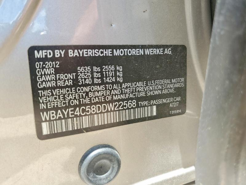 56192326 :رقم المزاد ، WBAYE4C58DDW22568 vin ، 2013 Bmw 740 مزاد بيع