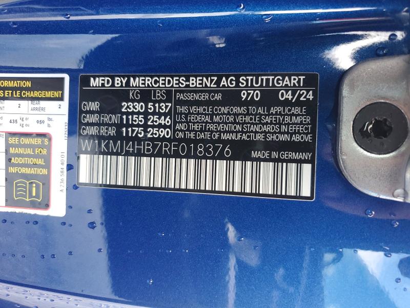 2024 Mercedes-benz Cle მანქანა იყიდება აუქციონზე, vin: W1KMJ4HB7RF018376, აუქციონის ნომერი: 58003596