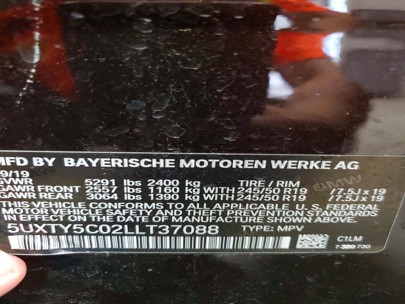 2020 Bmw X3 მანქანა იყიდება აუქციონზე, vin: 5UXTY5C02LLT37088, აუქციონის ნომერი: 59031126