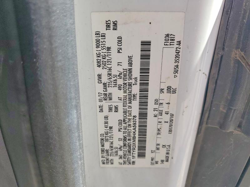 Продаж на аукціоні авто 2017 Ford Transit, vin: 1FTYR3XM8HKA59378, номер лоту: 57934386