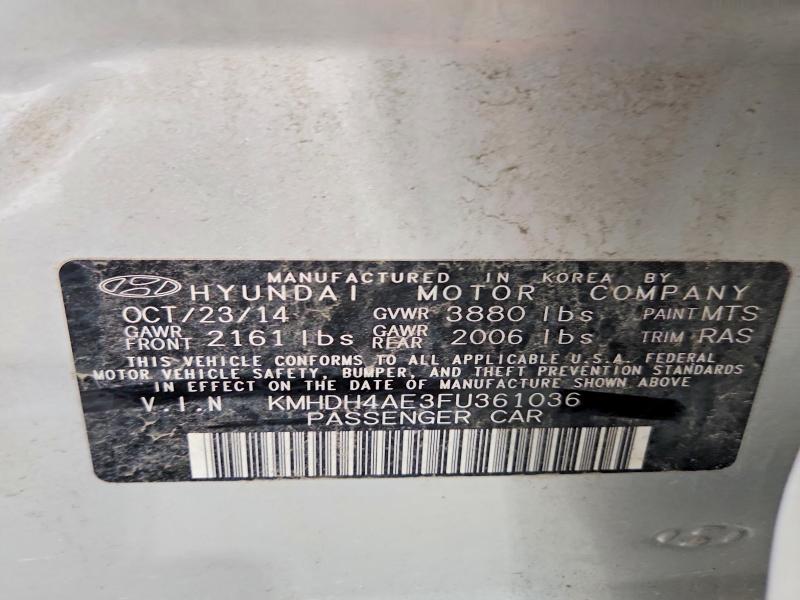 Aukcja sprzedaży 2015 Hyundai Elantra, vin: KMHDH4AE3FU361036, numer aukcji: 55430616