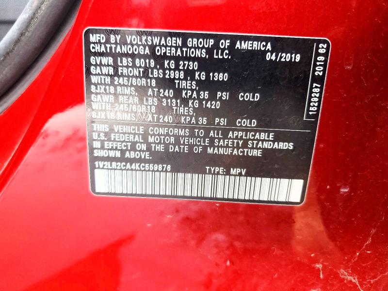 Aukcja sprzedaży 2019 Volkswagen Atlas, vin: 1V2LR2CA4KC559876, numer aukcji: 56754746